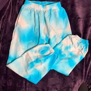 White/Blue Tye-Dye sweatpants